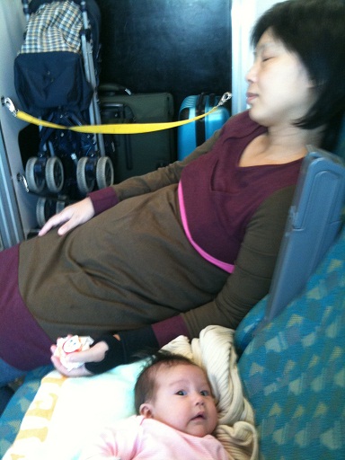 Mommy's passed out on the HSR